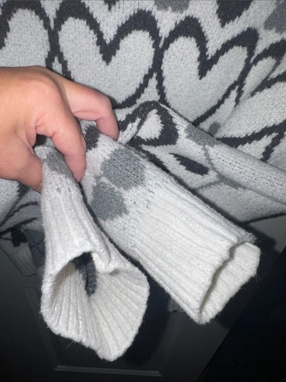 Carter's Cream and Gray Heart-Pattern Crewneck Sweater